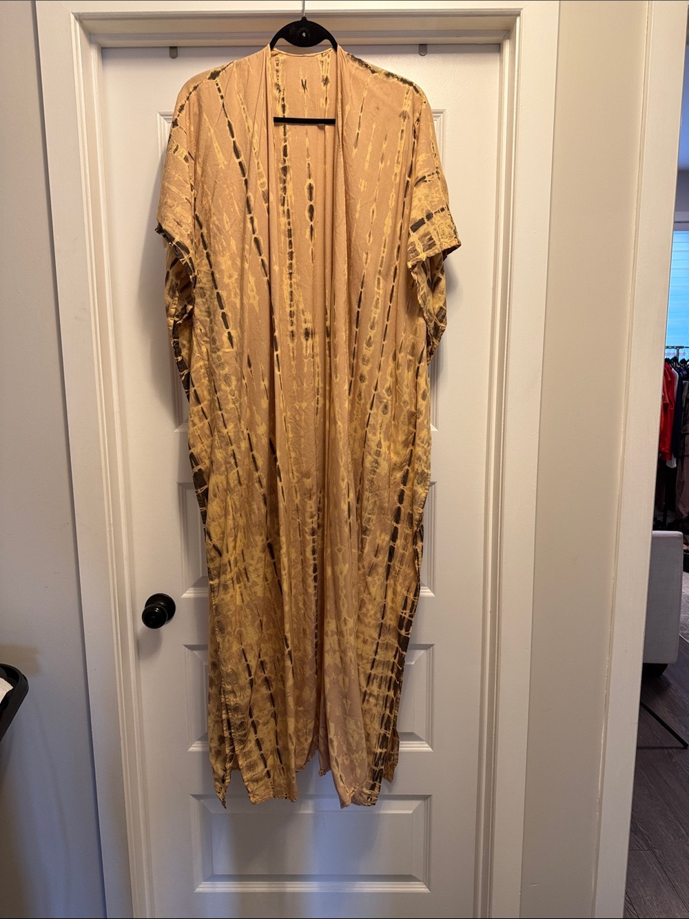 Boho Tie-Dye Duster Kimono in Mustard